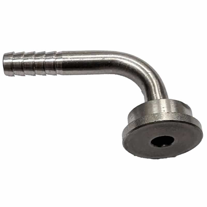 90 Degree Tailpiece 1/4" SS - Fits 3/16" or 1/4" Hose