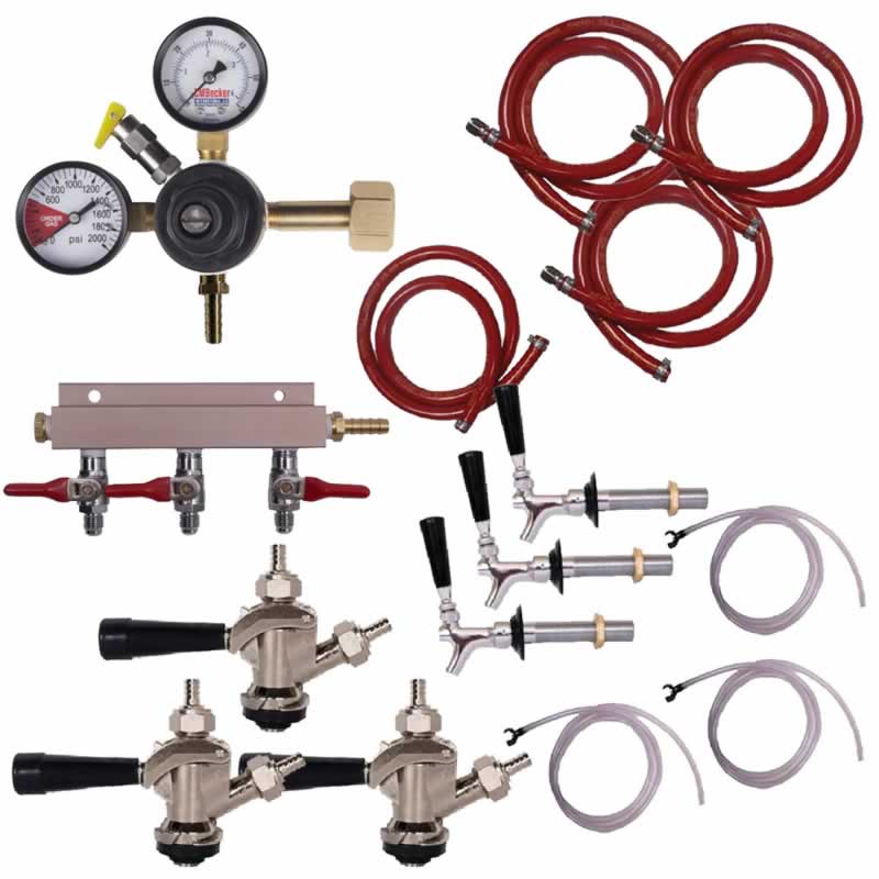 3-Tap Kegerator Conversion Kit with Dual Gauge Regulator