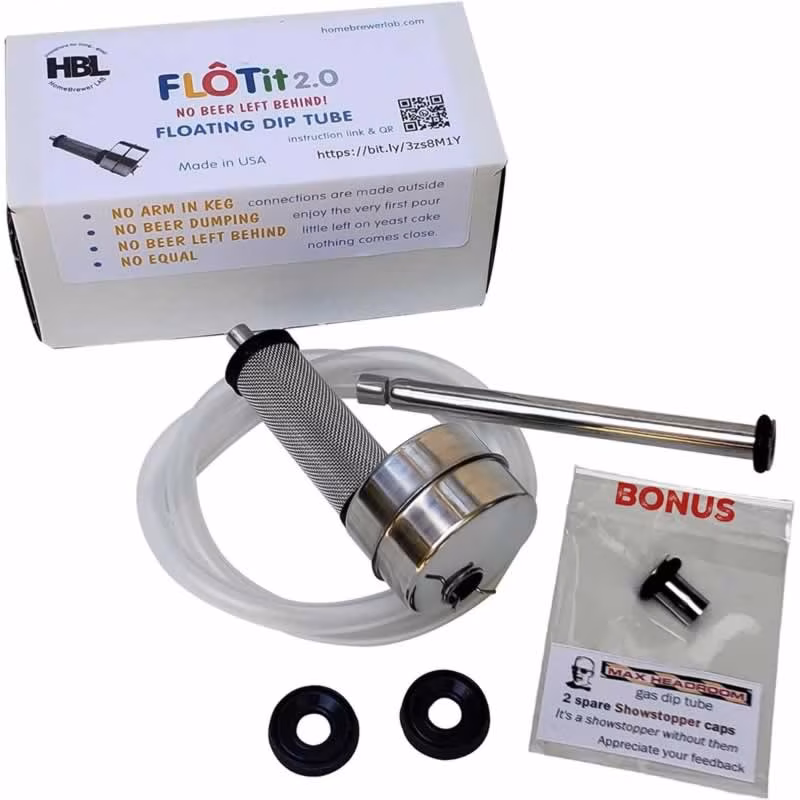 FLOTit 2.0 Stainless Steel Floating Dip Tube - No Beer Left Behind