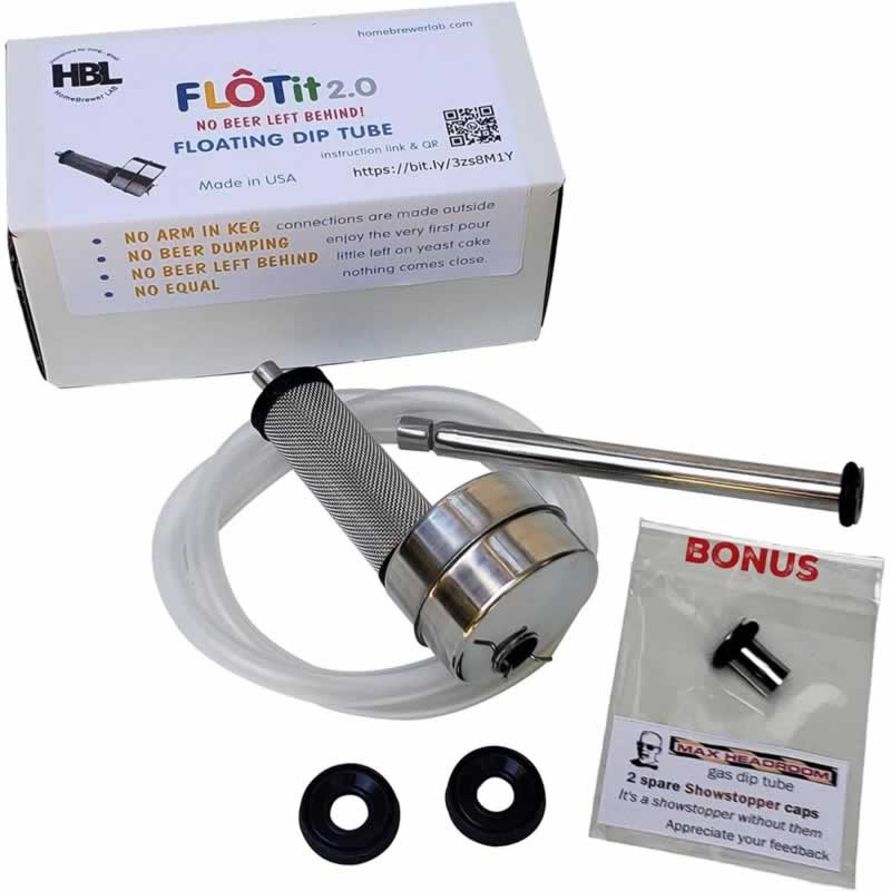 FLOTit 2.0 Stainless Steel Floating Dip Tube - No Beer Left Behind