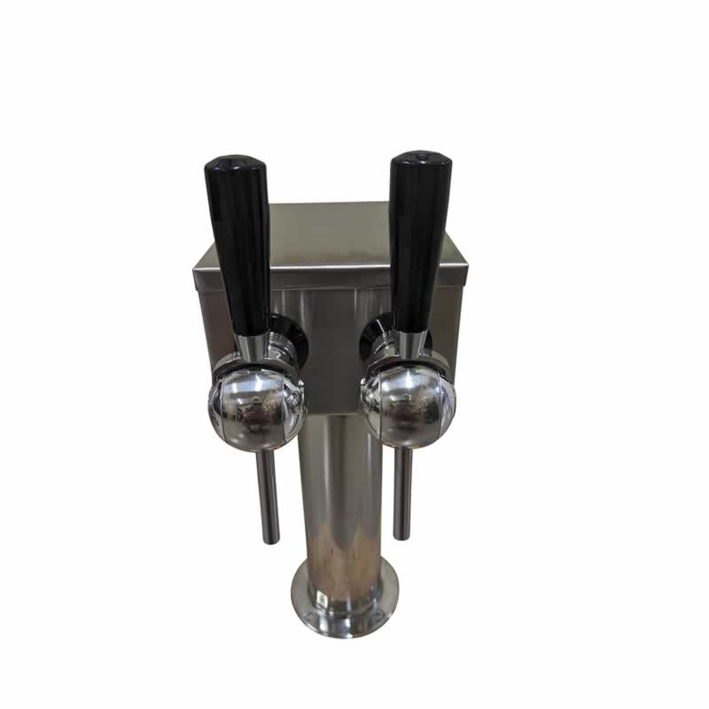 Two Faucet T Tower with 2 CMB SS Rotary Valves, Stainless Shanks