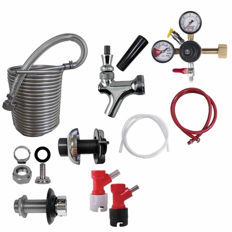 1 Faucet Pin Lock Jockey Box Kit with 50' Stainless Steel Coil - All Stainless Beer Flow DIY Setup