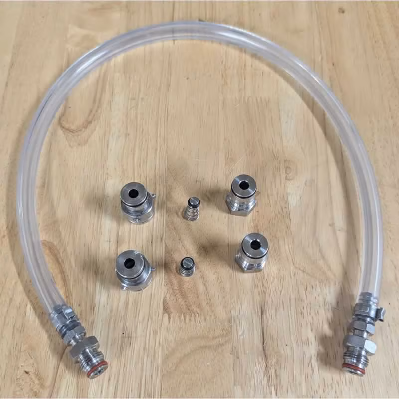 Ball Lock and Pin Lock Keg Jumper Post w/ Hose - Cleaning Adapter for Connecting Liquid to Liquid