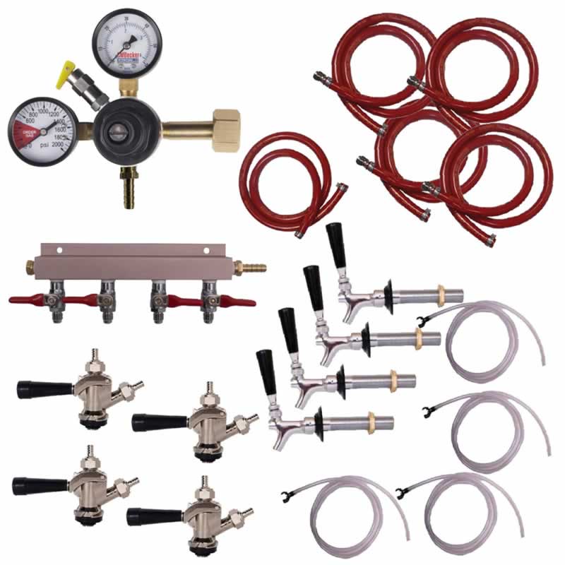 4-Tap Kegerator Conversion Kit with Dual Gauge Regulator