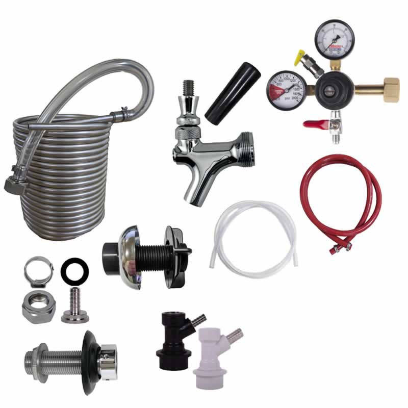 DIY One Faucet Homebrew Ball Lock Jockey Box Kit with 50' Stainless Steel Coil