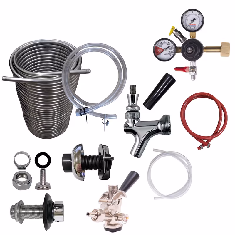 DIY Single Faucet Jockey Box Kit with 70' Stainless Steel Coil - All Stainless Beer Flow