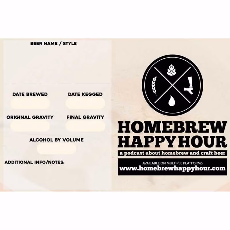 Homebrew Happy Hour Keg Labels 12 pk
