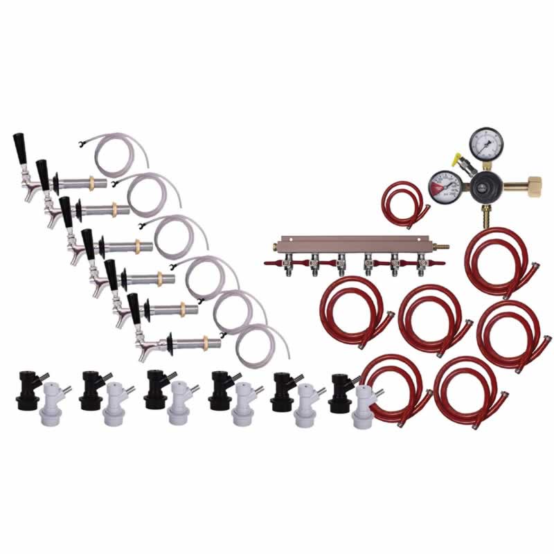 6 Faucet Fridge Homebrew Kegerator Kit