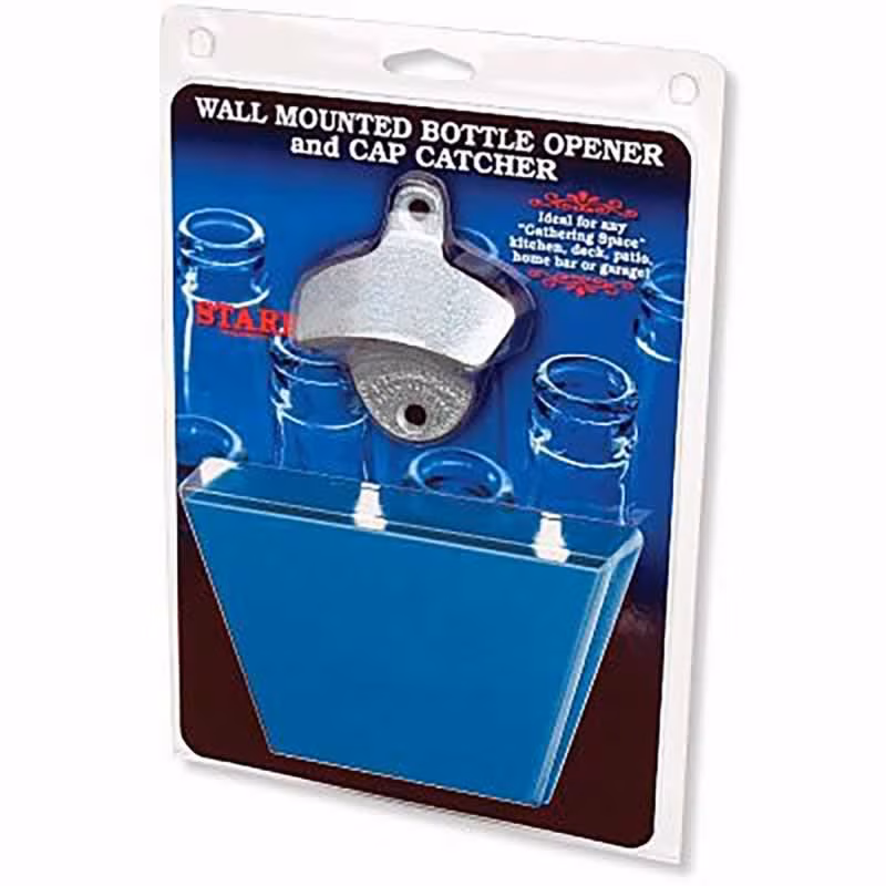 Plain Bottle opener with Blue Cap Catcher Combo - Metal