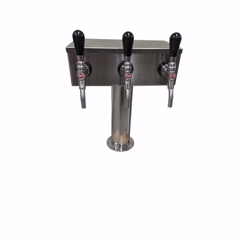 Three Faucet T tower with 3 CMB Stainless Steel V3S Faucets w/ SS Bent Nozzle