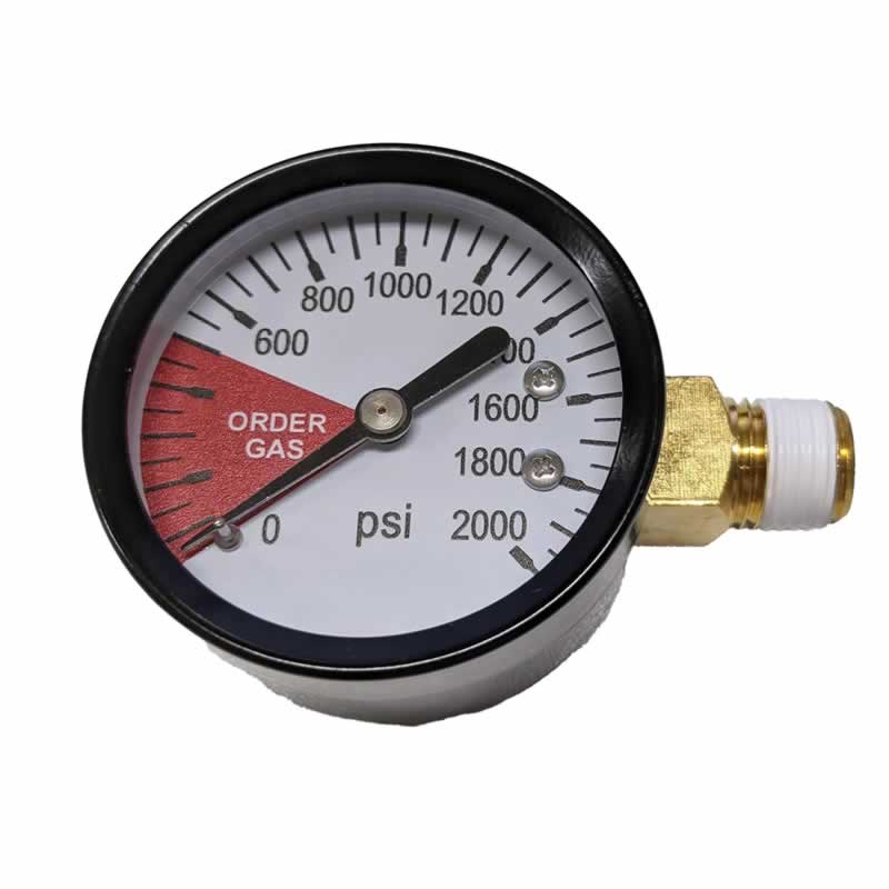 CO2 Regulator Pressure Gauge, 0-2000 PSI, Right Hand Thread