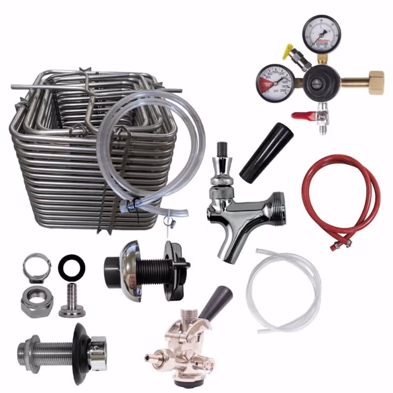 Single Faucet Jockey Box Kit with 120' Stainless Steel Coil - All Stainless Beer Flow DIY Kit