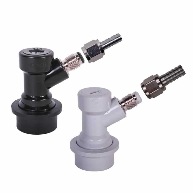 Ball Lock Disconnect Set w/ Swivel Nuts / MFL Gas/In (5/16" Barb) and Liquid/Out (1/4" Barb)
