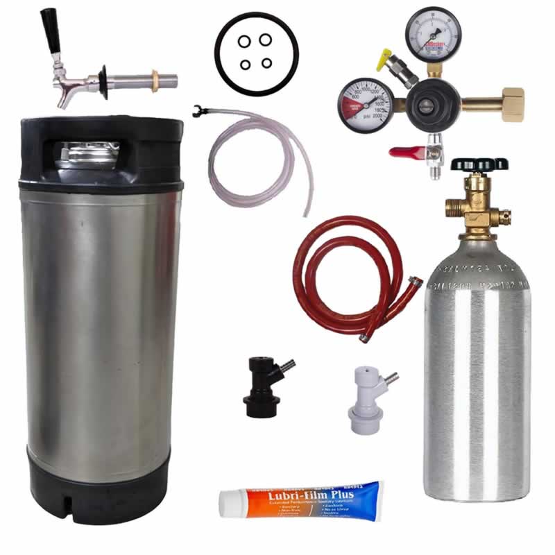 Complete Fridge Homebrew Kegging Kit | Includes Used Ball Lock Keg, 5# CO2 Cylinder, & Lots More!