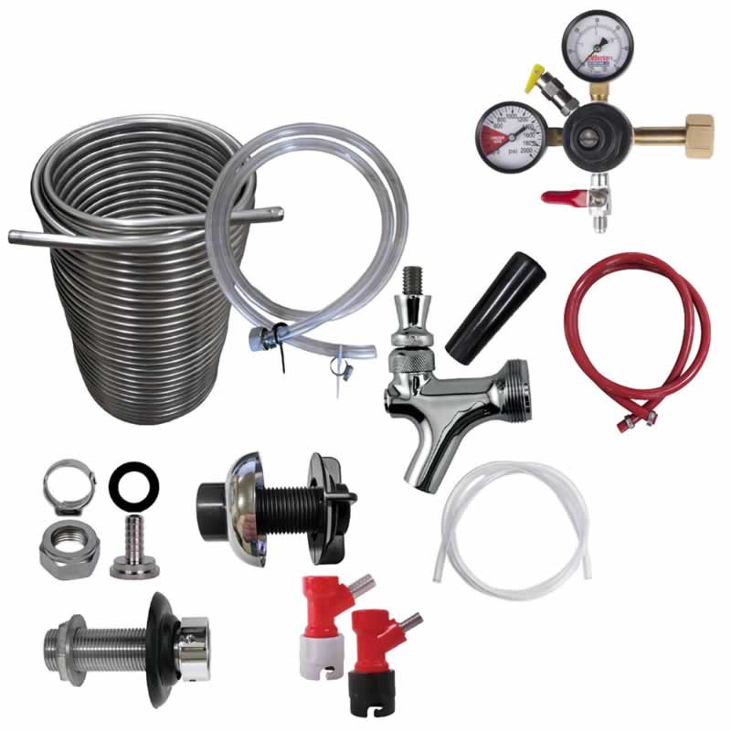 1 Faucet Homebrew Pin Lock Jockey Box Kit with 70' Stainless Steel Coil - DIY Setup