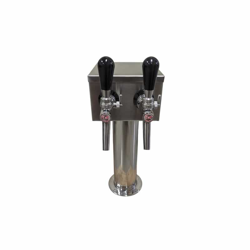Two Faucet T Tower with 2 CMB SS Flow Control V10 Faucet and Shanks