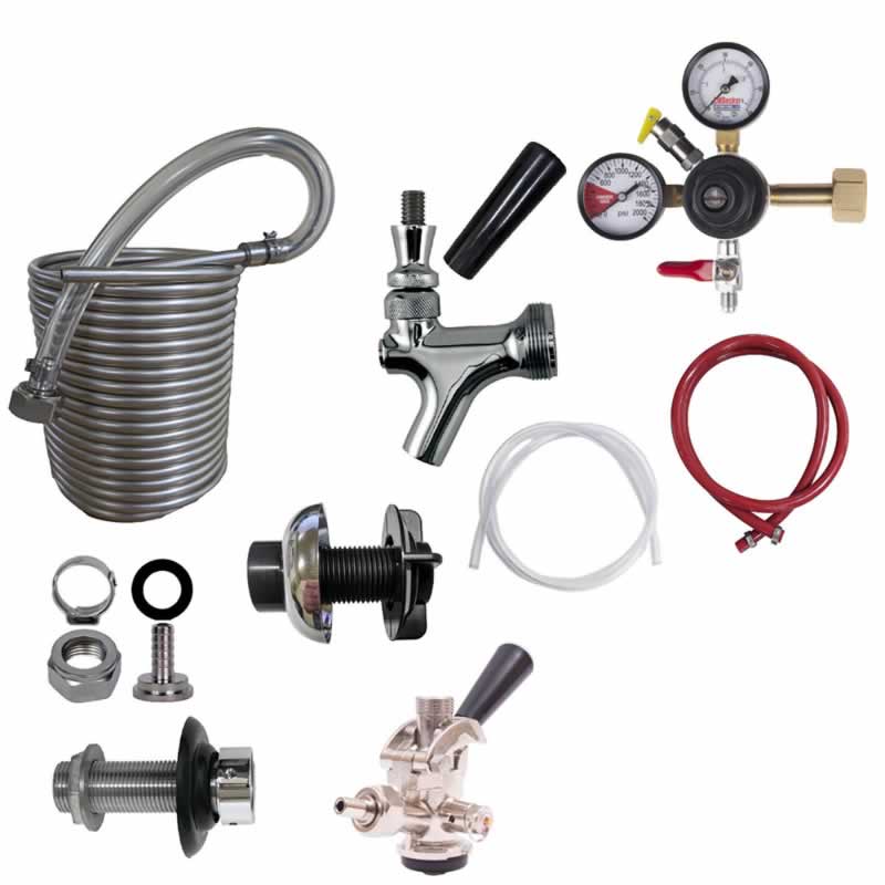 One Faucet Jockey Box Kit with 50' Coil - All Stainless Steel Beer Flow DIY Kit