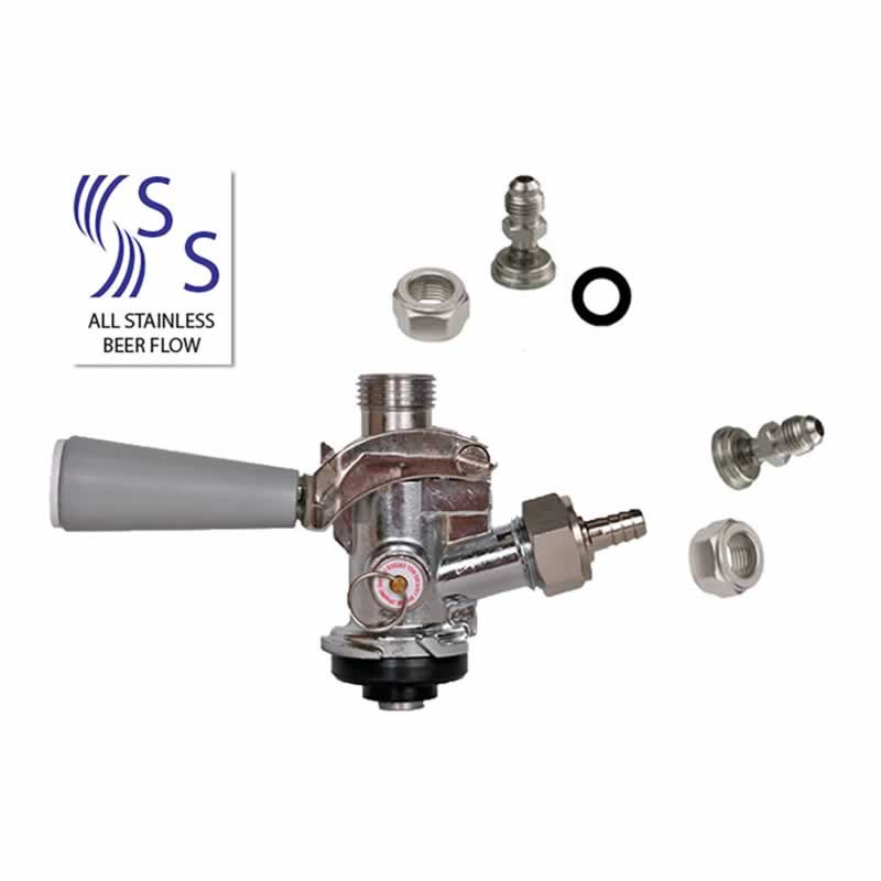 Taprite "D" Sanke Tap with MFL Tailpieces - SS probe and tailpiece.