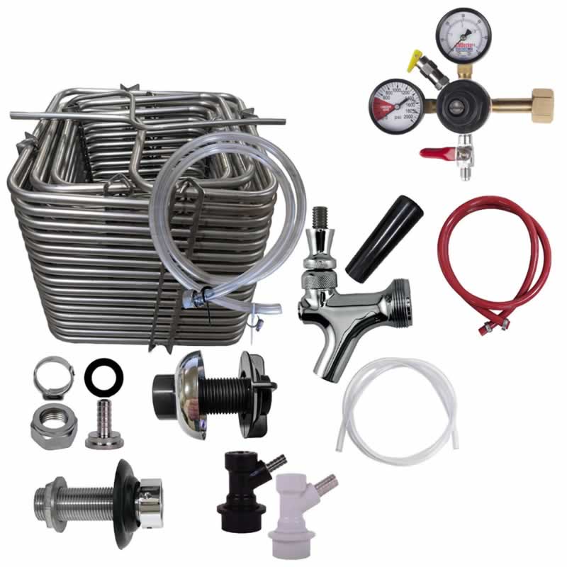 One Faucet Homebrew Ball Lock Jockey Box Kit with 120' Stainless Steel Coil - DIY Setup