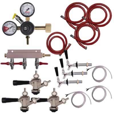 3-Tap Kegerator Conversion Kit with Dual Gauge Regulator / Kegerator Conversion Kit - 3 Taps