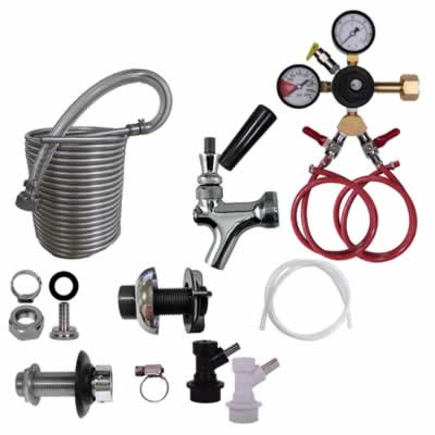 Two Faucet Ball Lock Jockey Box Kit with 50' Coils and All Stainless Steel Beer Flow - DIY Setup / Two Faucet Homebrew Ball Lock Jockey Box Kit, 50'