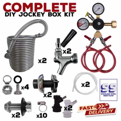 Two Faucet Ball Lock Jockey Box Kit with 50' Coils and All Stainless Steel Beer Flow - DIY Setup (Alternate View 2)