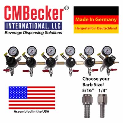CMB Beer CO2 Regulator, 6 Body Secondary - CMBecker International (Alternate View 2)