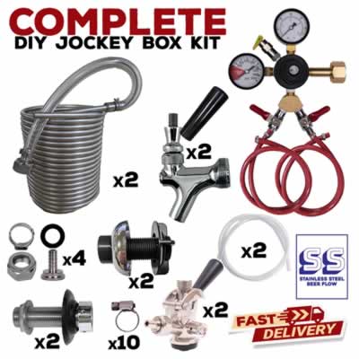 DIY Two Faucet Jockey Box Kit with 50' Stainless Steel Coils - All Stainless Beer Flow (Alternate View 2)