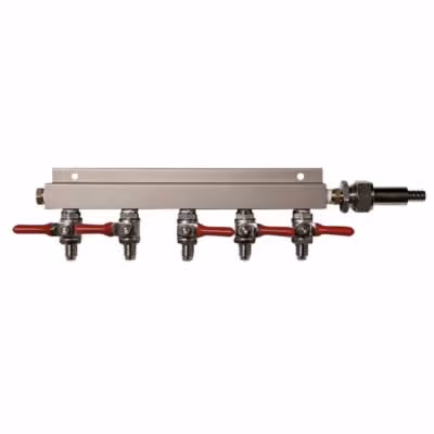Gov Reg Controlled Air Distributor/Manifold- 5 way with 1/4 MFL Check Valves. / Gov Reg Controlled Air Distributor/Manifold- 5 way