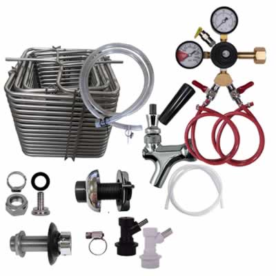 2 Faucet Jockey Box Kit with 120' Stainless Steel Coils and Ball Lock Connections - DIY Setup / Two Faucet Homebrew Ball Lock Jockey Box Kit, 120'