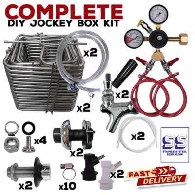 2 Faucet Jockey Box Kit with 120' Stainless Steel Coils and Ball Lock Connections - DIY Setup (Alternate View 2)