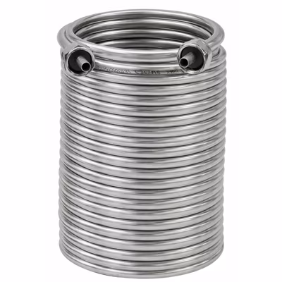 50-Foot Stainless Steel Jockey Box Coil - 5" Wide / 50-foot SS Jockey Box Coil with Fittings - 5"