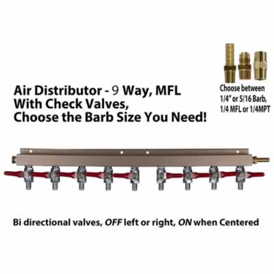 Air Distributor - 9-Way with Check Valves & Shutoffs (Alternate View 2)