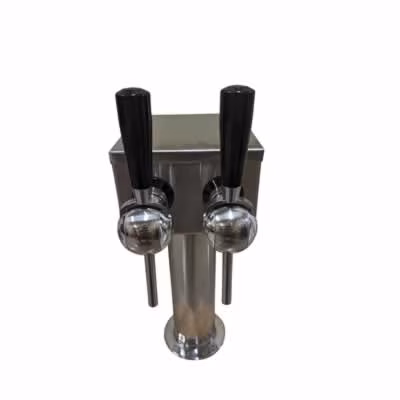 Two Faucet T Tower with 2 CMB SS Rotary Valves, Stainless Shanks / Two Faucet T Tower with 2 CMB SS Rotary Valves, St