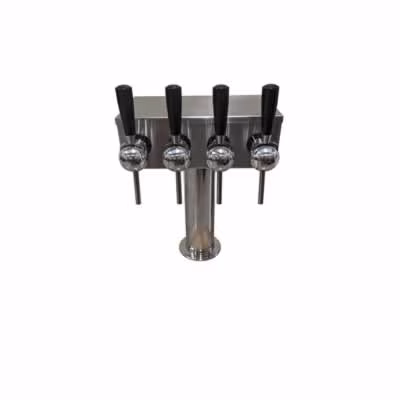 Four Faucet T Tower with 4 CMB SS Rotary Valves, Stainless Shanks / Four Faucet T Tower with 4 CMB SS Rotary Valves, S