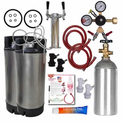 Complete Dual Faucet Tower Homebrew Kegging Kit | Includes Premium Kegs, 5# CO2 Cylinder, & Lots Mor (Alternate View 2)