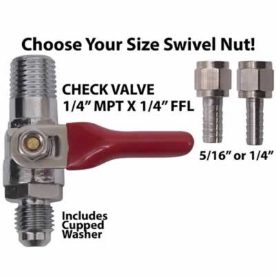 Brass Shutoff Valve with Check Valve - 1/4" MPT x 1/4" MFL (Alternate View 2)