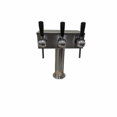 Three Faucet T Tower with 3 CMB SS Rotary Valves, Stainless Shanks / Three Faucet T Tower with 3 CMB SS Rotary Valves,