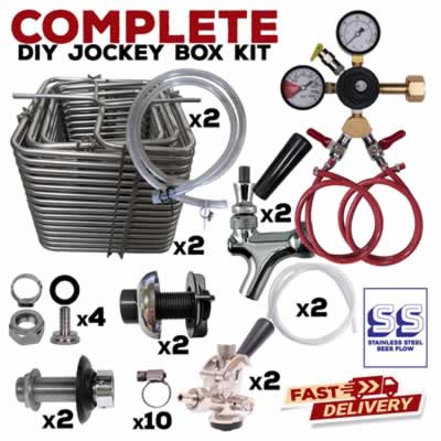 DIY Two Faucet Jockey Box Kit with 120' Stainless Steel Coils and All Stainless Beer Flow (Alternate View 2)