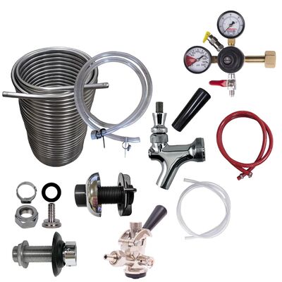 DIY Single Faucet Jockey Box Kit with 70' Stainless Steel Coil - All Stainless Beer Flow / One Faucet Jockey Box Kit, 70' Coil, All Stainless