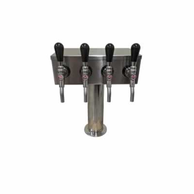 Four Faucet T Tower with 4 CMB Stainless Steel V3S Faucets w/ SS Bent Nozzle / Four Faucet T Tower with 4 CMB Stainless Steel V3S