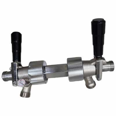 Sanke D to Sanke D (or S) Cleaning Adapter, Dual Flush Circulation Cleaning (Alternate View 2)