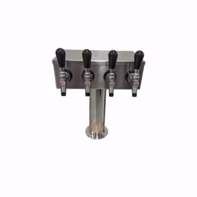 Four Faucet T Tower with 4 CMB Stainless Steel V3S Faucets w/ Short Nozzles / Four Faucet T Tower with 4 CMB Stainless Steel V3S