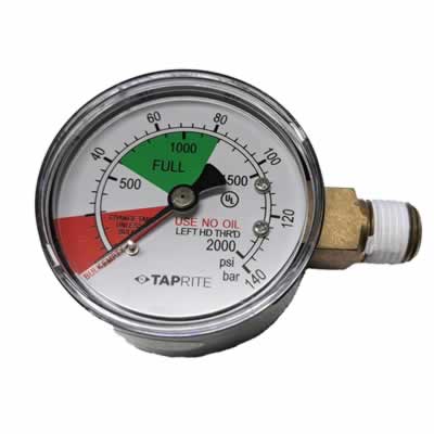 Taprite 0-2000 PSI Left-Hand Thread Regulator Gauge / Regulator Gauge, 0-2000, Left hand thread, Taprite
