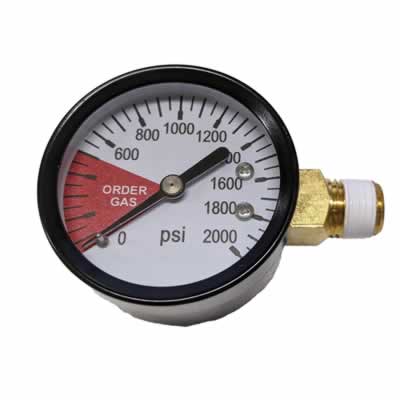 CO2 Regulator Pressure Gauge, 0-2000 PSI, Right Hand Thread (Alternate View 1)