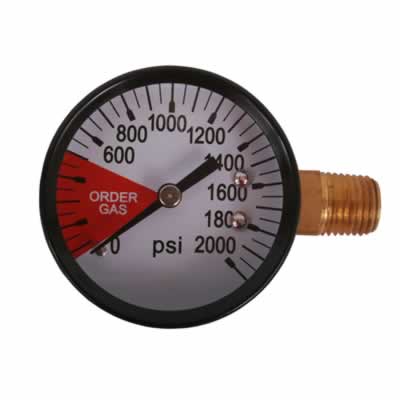 CO2 Regulator Pressure Gauge, 0-2000 PSI, Right Hand Thread (Alternate View 2)