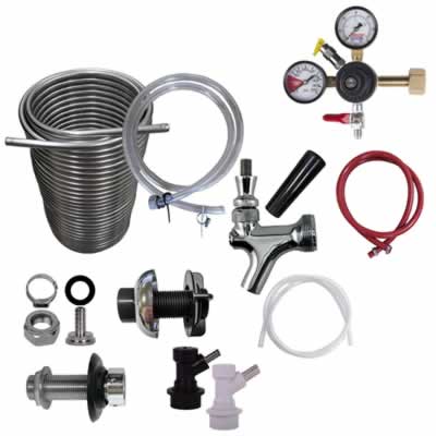 1 Faucet Homebrew Jockey Box Kit with 70' Stainless Steel Coil - Ball Lock DIY Setup / One Faucet Homebrew Ball Lock Jockey Box Kit, 70'