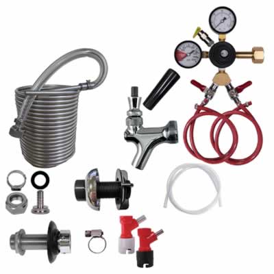 Two Faucet Homebrew Pin Lock Jockey Box Kit with 50' Stainless Steel Coils - DIY Conversion Kit / Two Faucet Homebrew Pin Lock Jockey Box Kit, 50' C