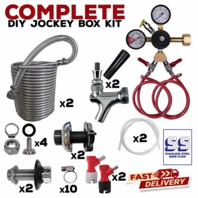 Two Faucet Homebrew Pin Lock Jockey Box Kit with 50' Stainless Steel Coils - DIY Conversion Kit (Alternate View 2)