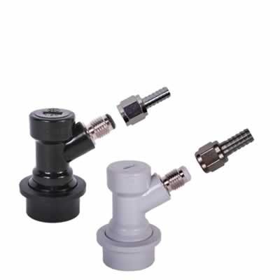 Ball Lock Disconnect Set w/ Swivel Nuts / MFL Gas/In (5/16" Barb) and Liquid/Out (1/4" Barb) (Alternate View 2)